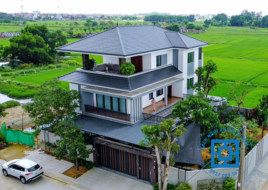 Biệt thự sử dụng ngói phẳng đẹp