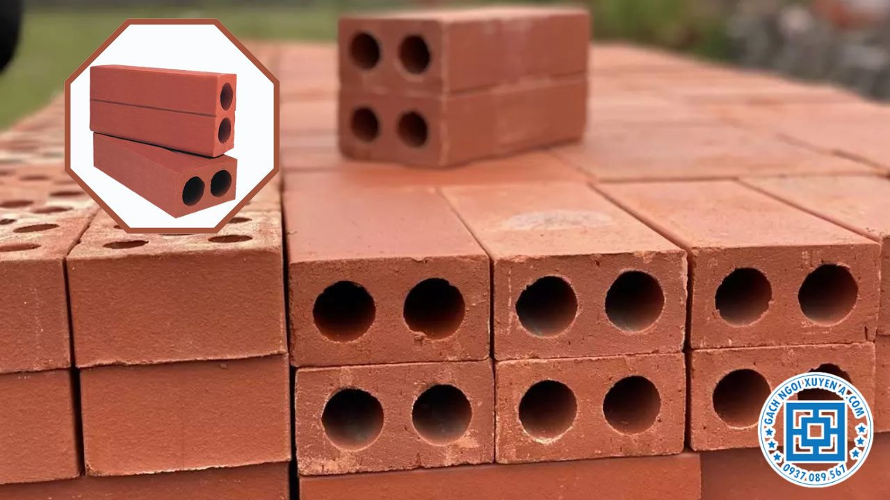 Gạch 2 lỗ 40x80x180 mm được làm từ đất sét tự nhiên