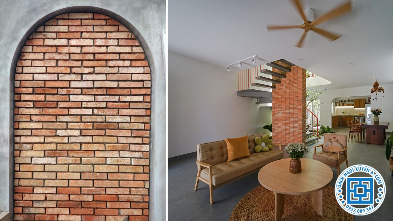 Gạch đinh nghệ thuật tạo điểm nhấn cho căn nhà