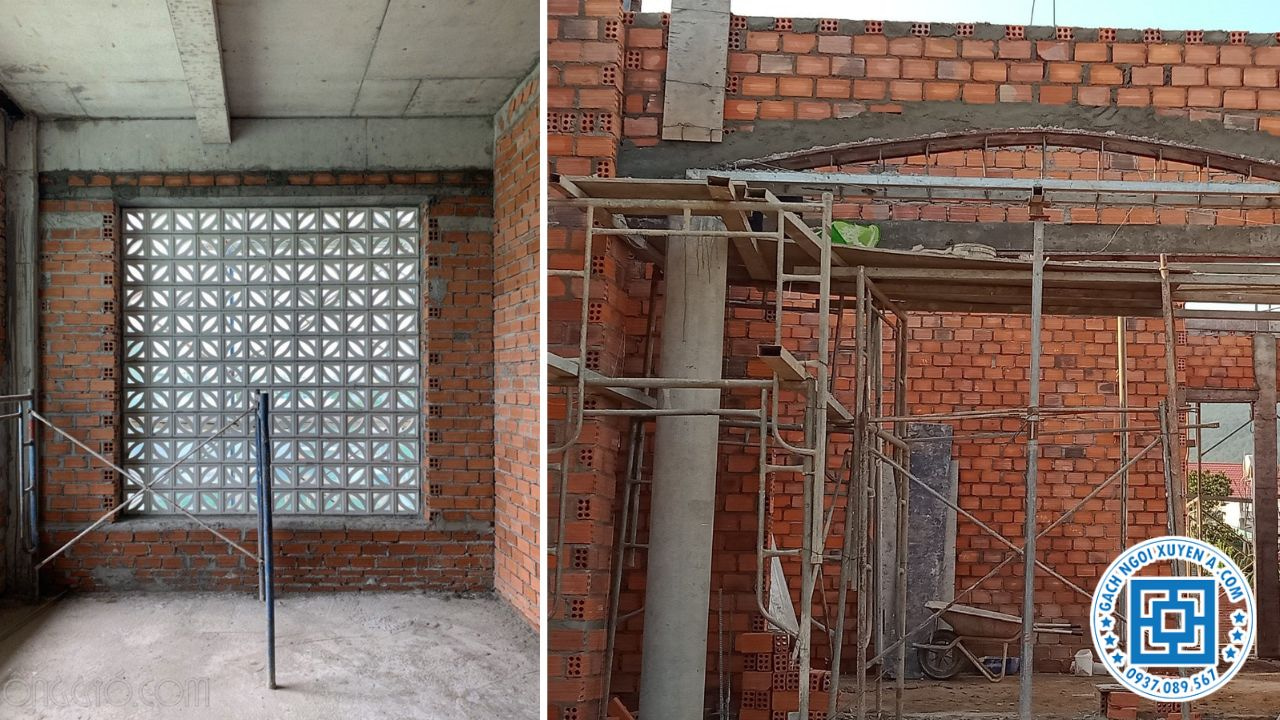 Thi công chân tường và trụ cổng