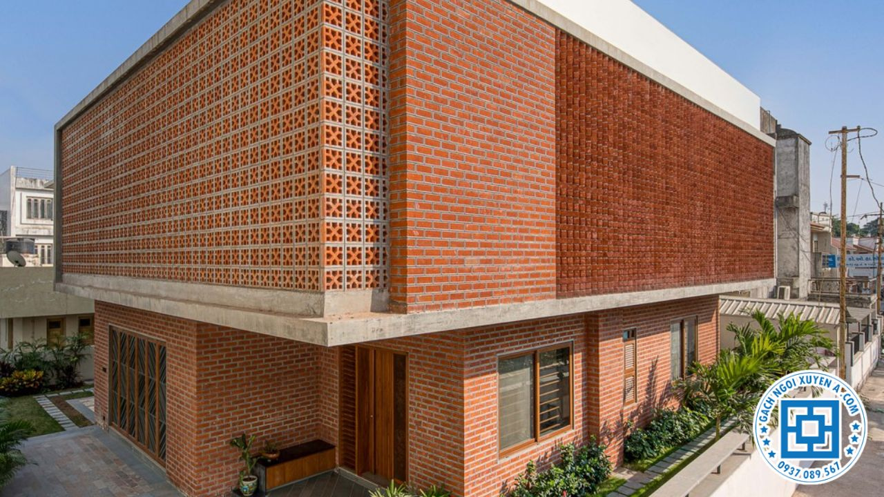 Thiết Kế Mặt Tiền Tường Gạch Thẻ Không Tô