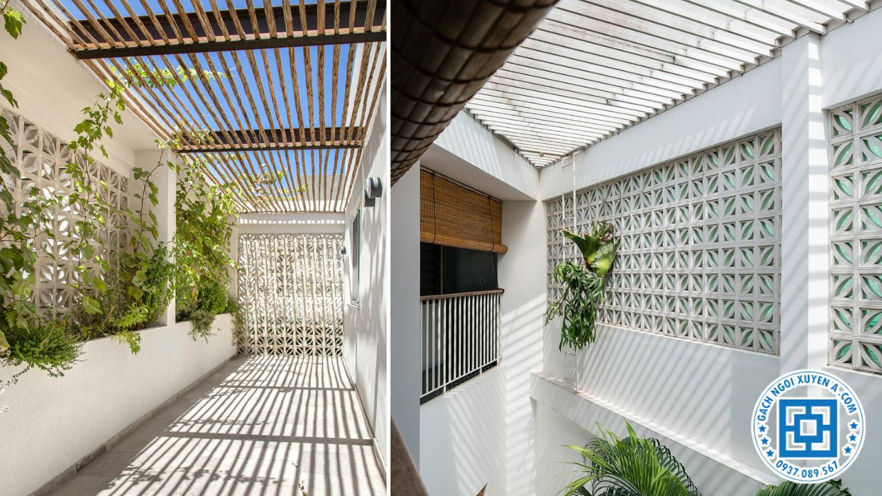 Hành Lang Thông Thoáng Tránh Cảm Giác Bị Bí Vì Tường Gạch Truyền Thống